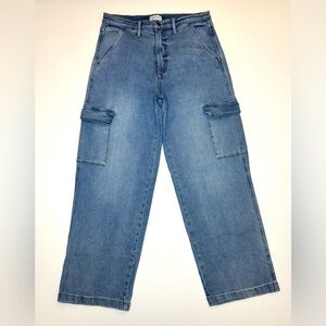Jessica Simpson Women’s Wide leg Blue Denim Cargo Jeans Size- 6